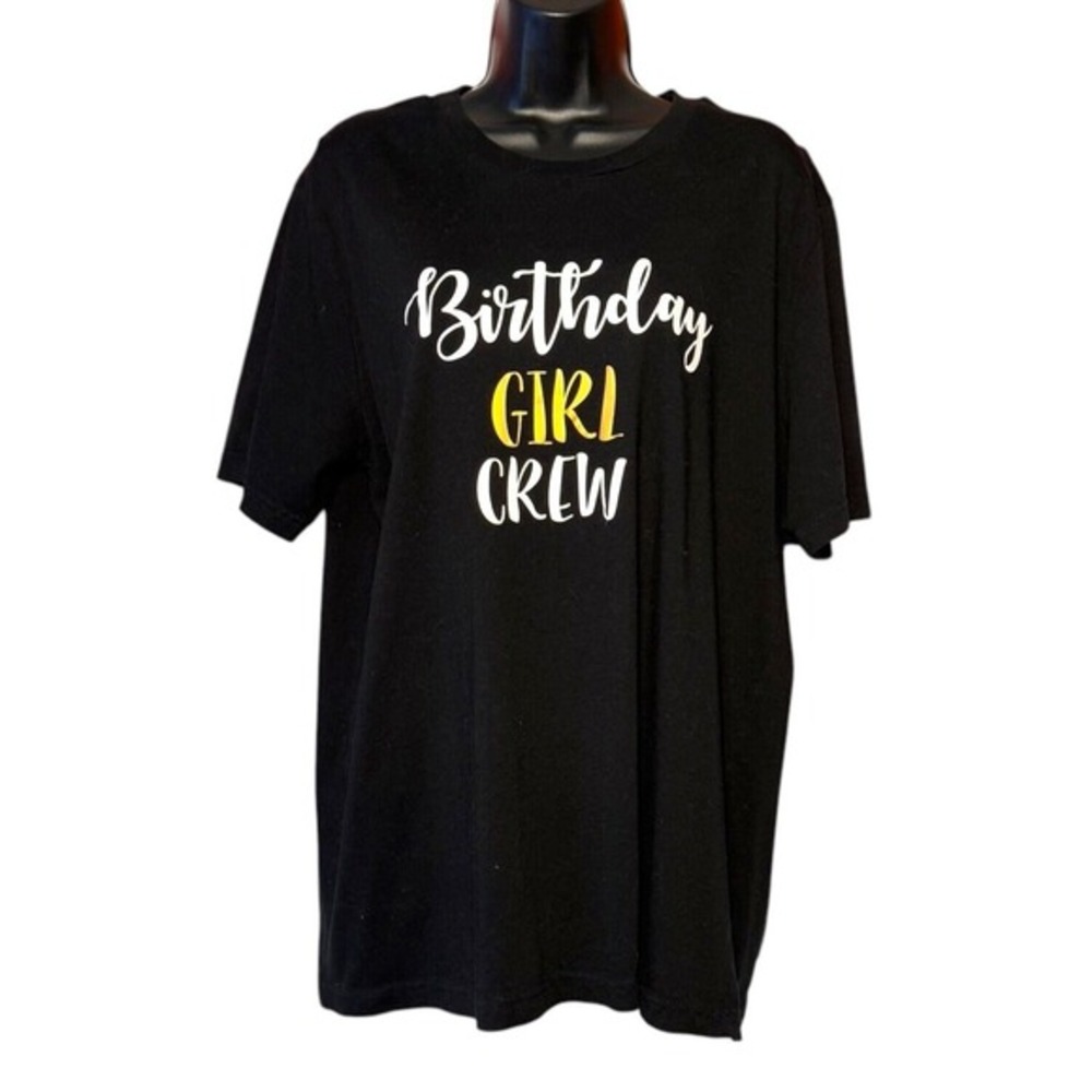 BELLA+CANVAS "Birthday‎ Girl Crew" Womens Short Sleeve Black T-Shirt Size XL